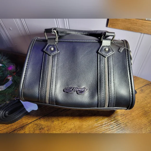 Ed Hardy women Black Satchel skull details - Picture 5 of 14